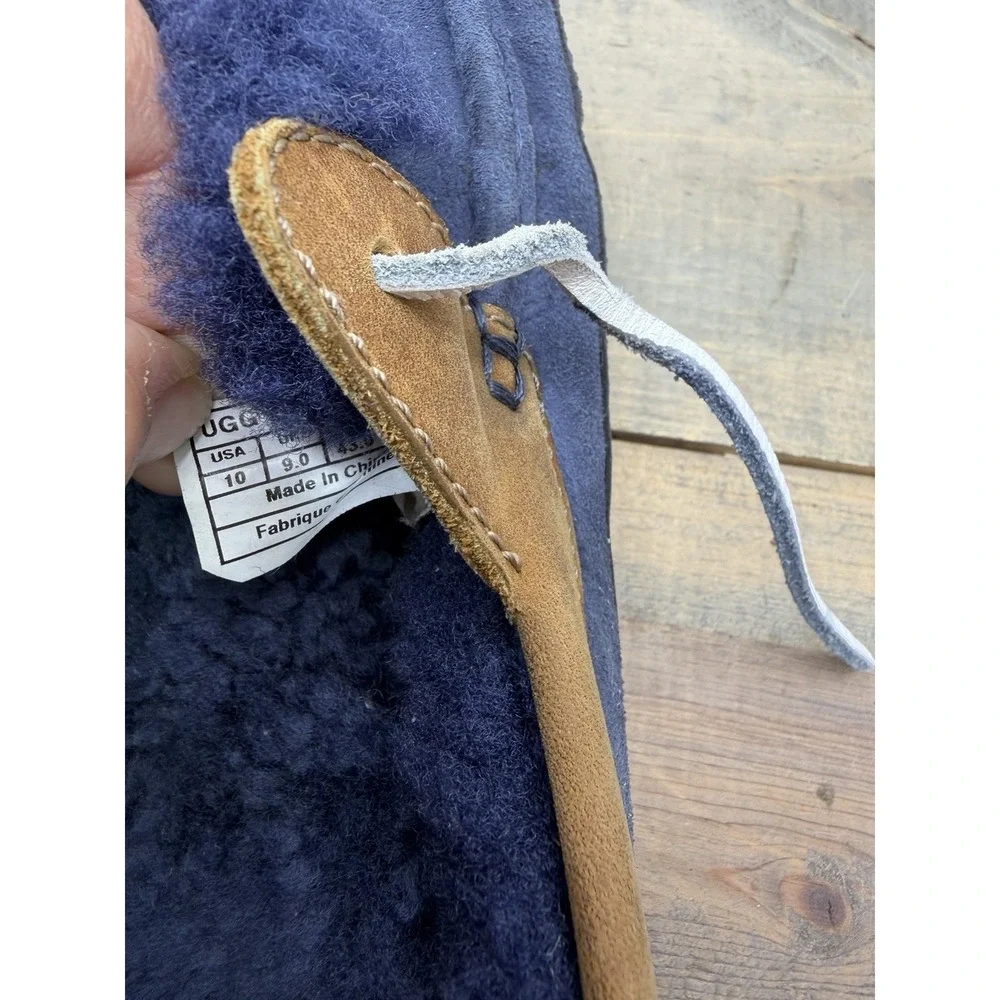 UGG Men's‎ Australia sz 10 Moccasin/Loafers Blue Suede Shearling Slippers shoes